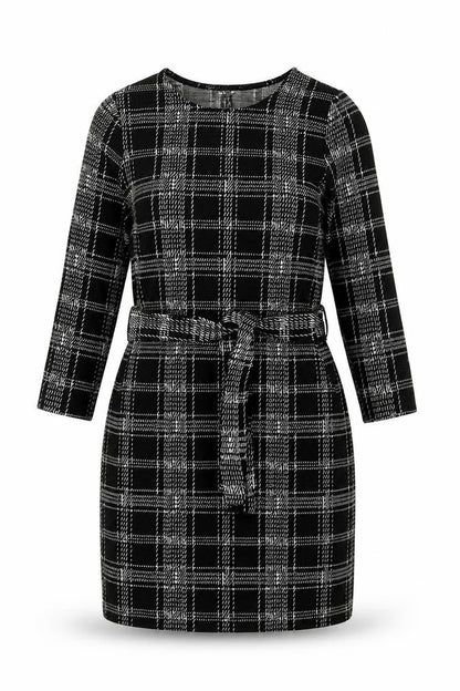 New Look Womens Black Geometric Polyester Shift Size 8 Round Neck Pullover