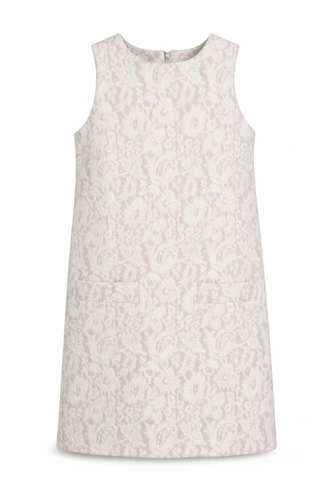 Miss Selfridge Womens White Polyester Shift Size 6 Round Neck Zip