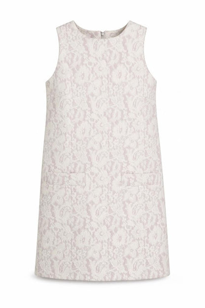 Miss Selfridge Womens White Polyester Shift Size 6 Round Neck Zip