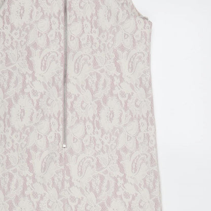 Miss Selfridge Womens White Polyester Shift Size 6 Round Neck Zip