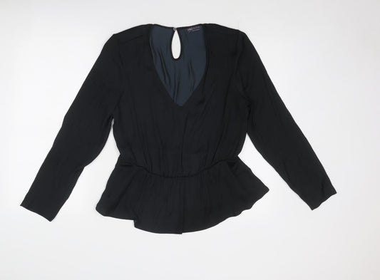 Womens UK Size 12 Marks and Spencer Black Basic Blouse
