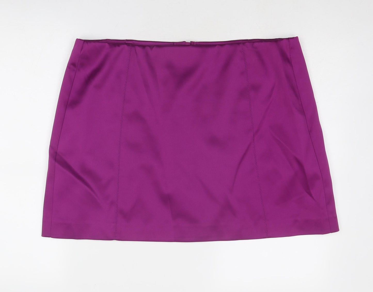 Marks and Spencer Womens Purple Polyester A-Line Skirt Size 20 Zip