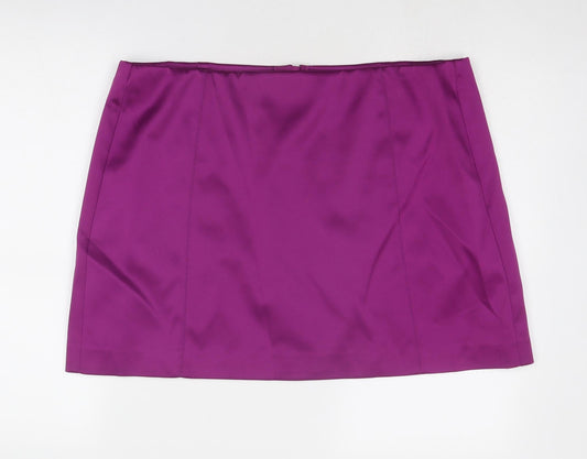 Marks and Spencer Womens Purple Polyester A-Line Skirt Size 20 Zip