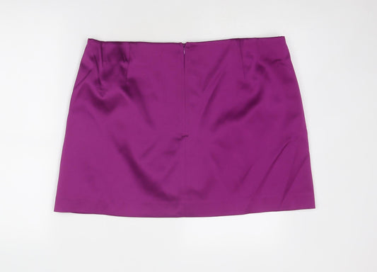 Marks and Spencer Womens Purple Polyester A-Line Skirt Size 20 Zip