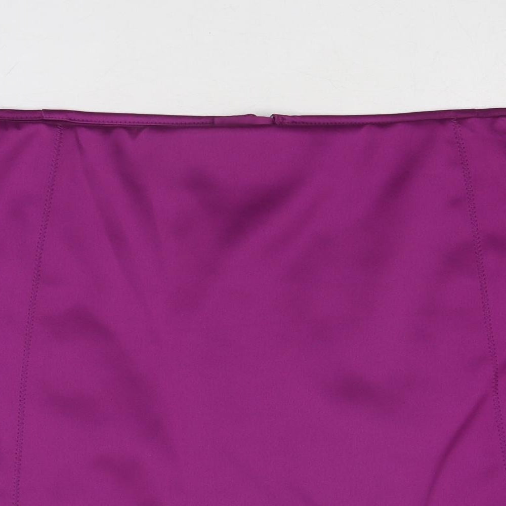 Marks and Spencer Womens Purple Polyester A-Line Skirt Size 20 Zip