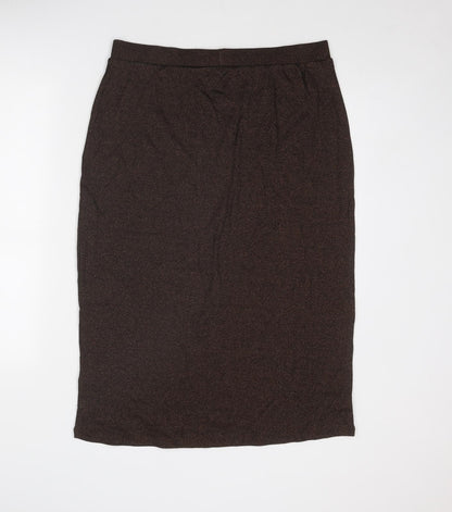 Marks and Spencer Womens Brown Cotton A-Line Skirt Size 16