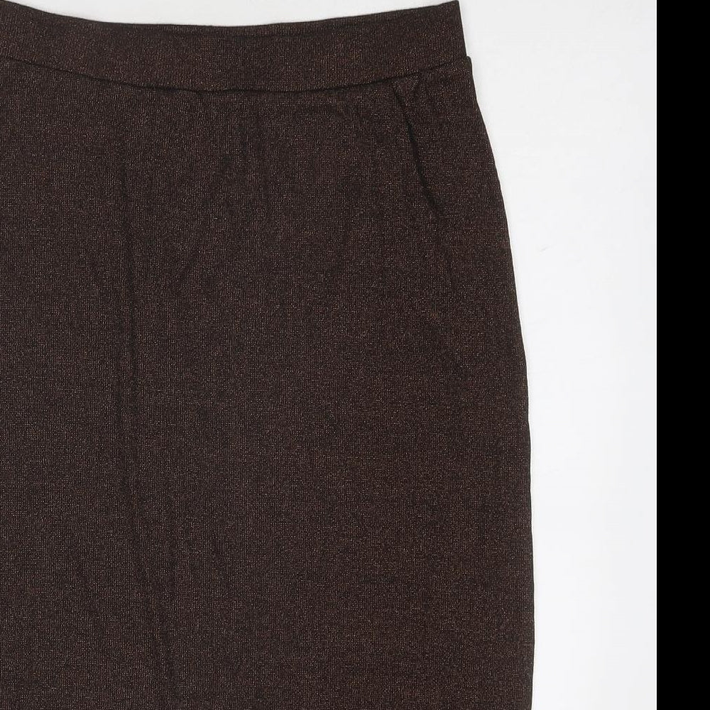 Marks and Spencer Womens Brown Cotton A-Line Skirt Size 16