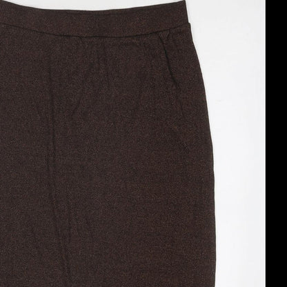 Marks and Spencer Womens Brown Cotton A-Line Skirt Size 16