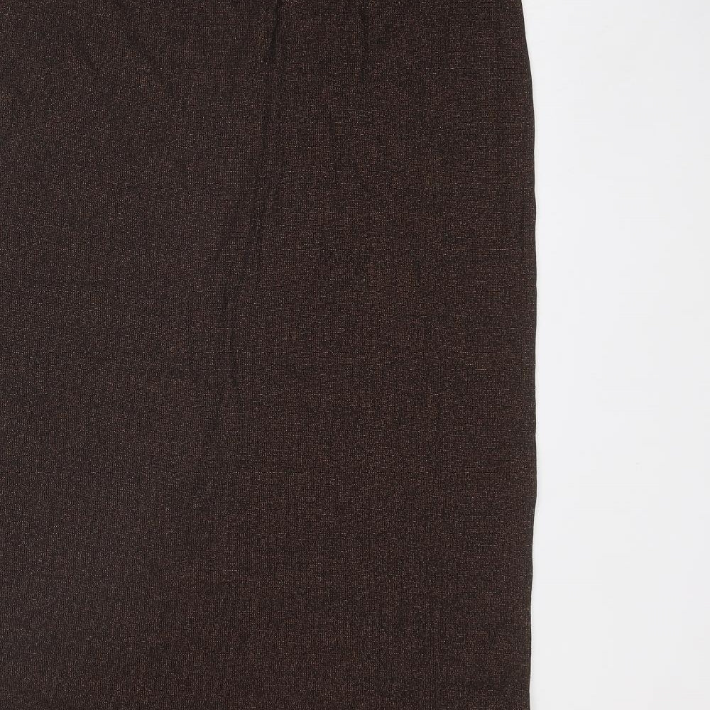 Marks and Spencer Womens Brown Cotton A-Line Skirt Size 16