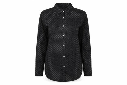 Marks and Spencer Womens Black Polka Dot Polyester Basic Button-Up Size 8 Collared