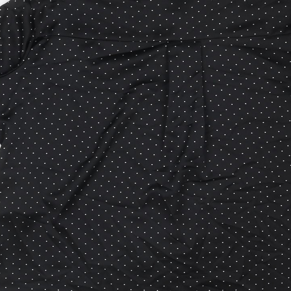 Marks and Spencer Womens Black Polka Dot Polyester Basic Button-Up Size 8 Collared
