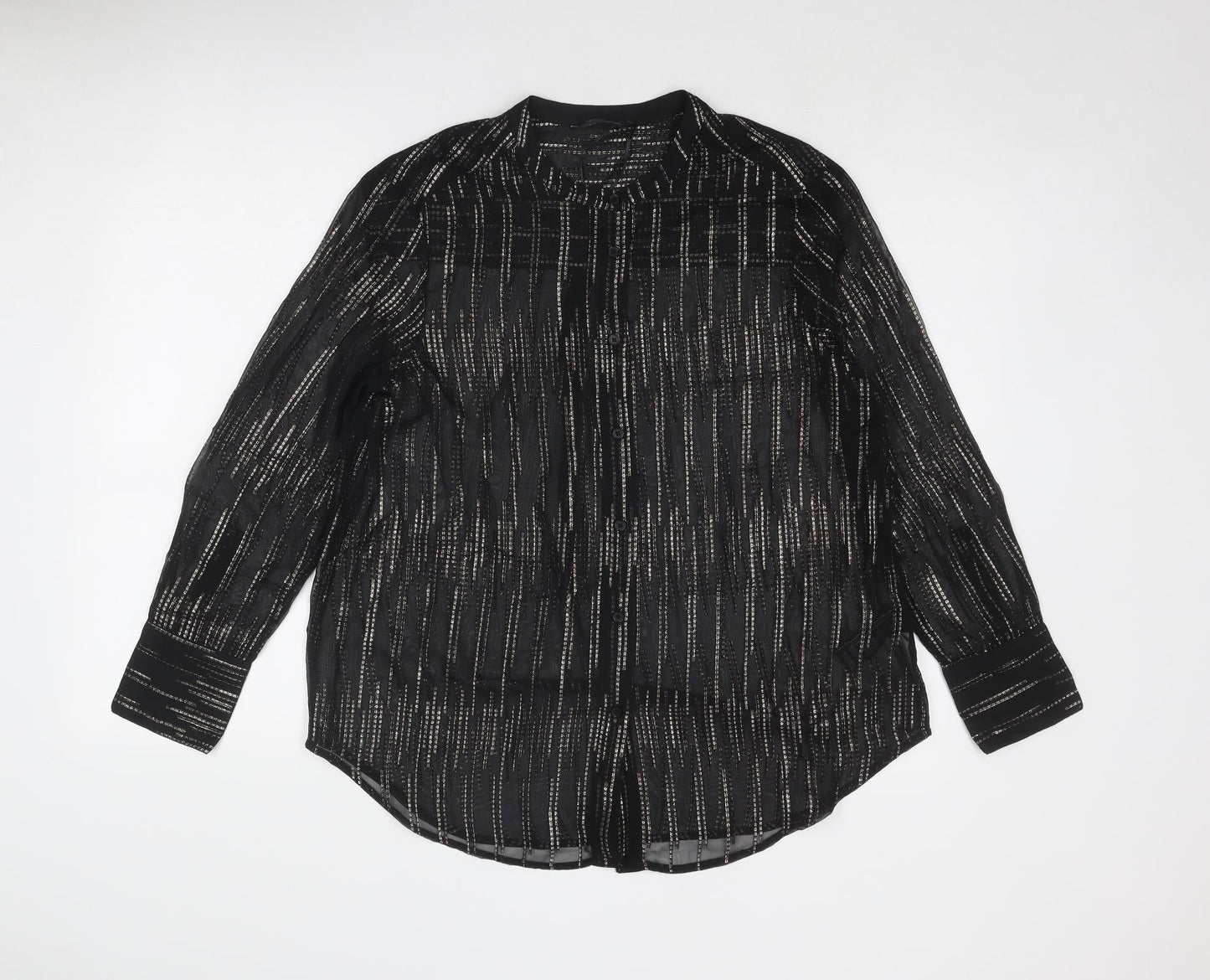 Womens UK Size 10 Marks and Spencer Black Basic Button-Up