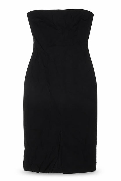 Marks and Spencer Womens Black Viscose Bodycon Size 12 Off the Shoulder Zip