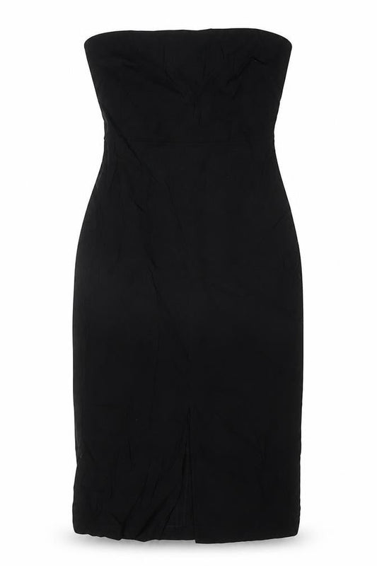 Marks and Spencer Womens Black Viscose Bodycon Size 12 Off the Shoulder Zip