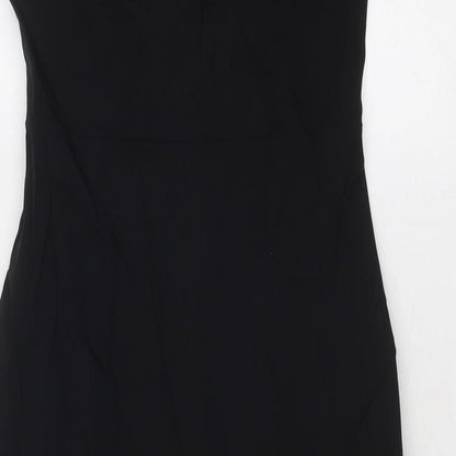 Marks and Spencer Womens Black Viscose Bodycon Size 12 Off the Shoulder Zip