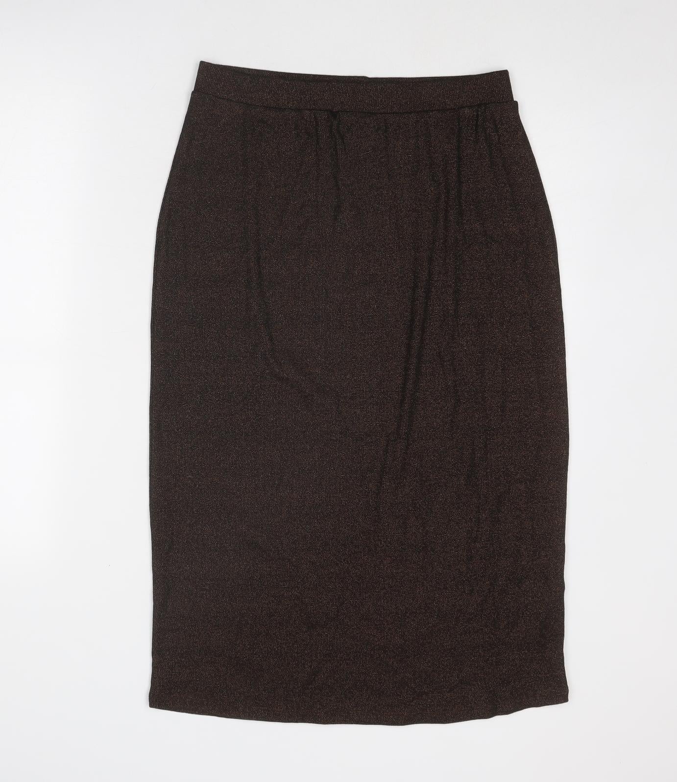 Marks and Spencer Womens Brown Cotton A-Line Skirt Size 12