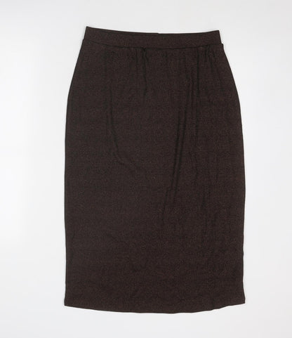 Marks and Spencer Womens Brown Cotton A-Line Skirt Size 12