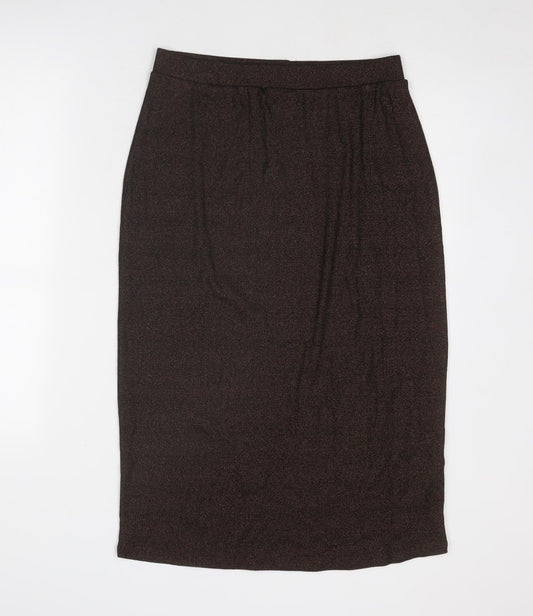 Marks and Spencer Womens Brown Cotton A-Line Skirt Size 12
