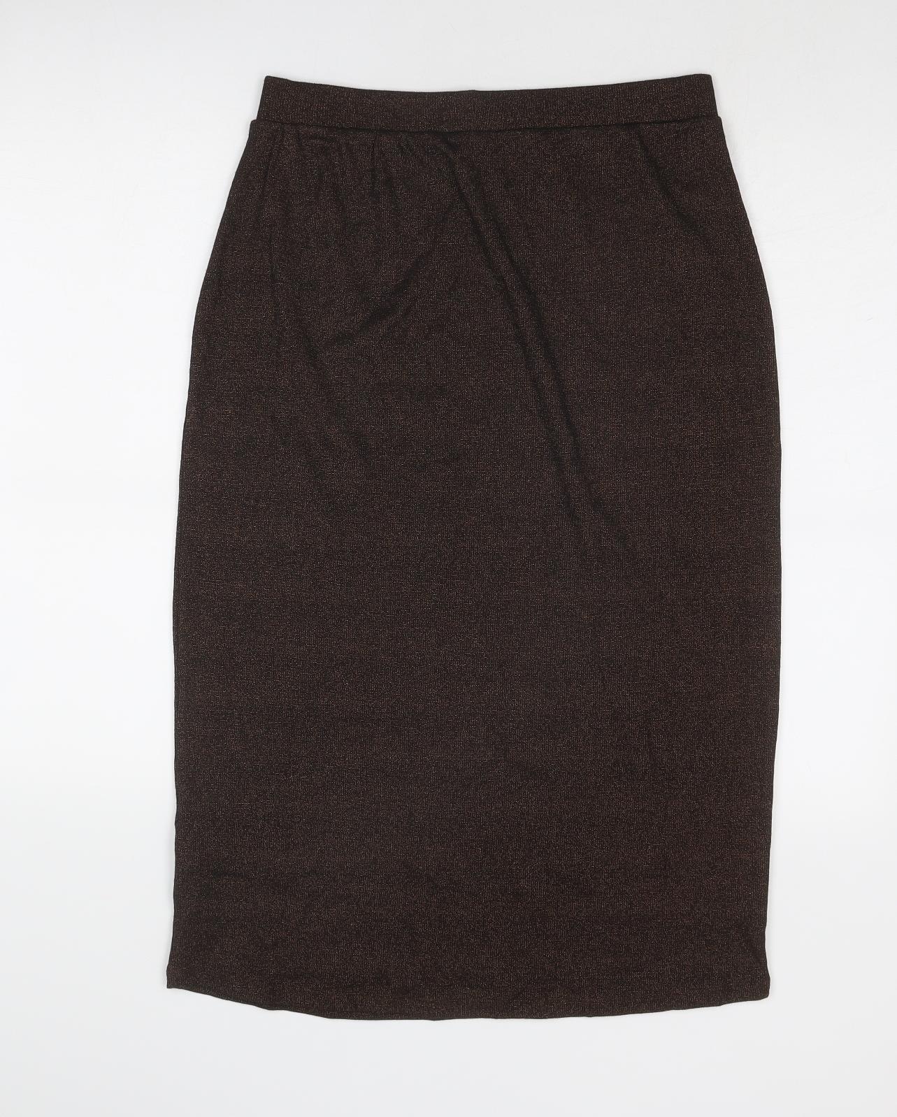 Marks and Spencer Womens Brown Cotton A-Line Skirt Size 12