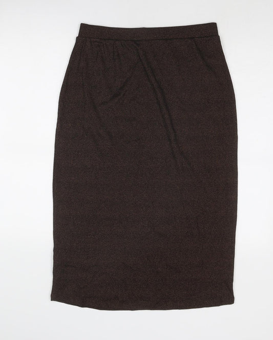 Marks and Spencer Womens Brown Cotton A-Line Skirt Size 12