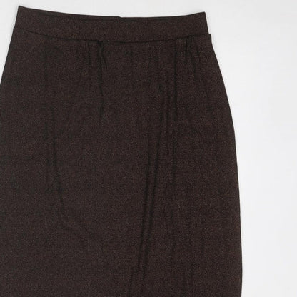Marks and Spencer Womens Brown Cotton A-Line Skirt Size 12