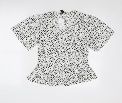 Womens UK Size 8 New Look White Basic Button-Up