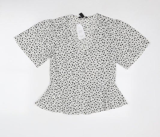 Womens UK Size 8 New Look White Basic Button-Up