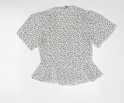 Womens UK Size 8 New Look White Basic Button-Up
