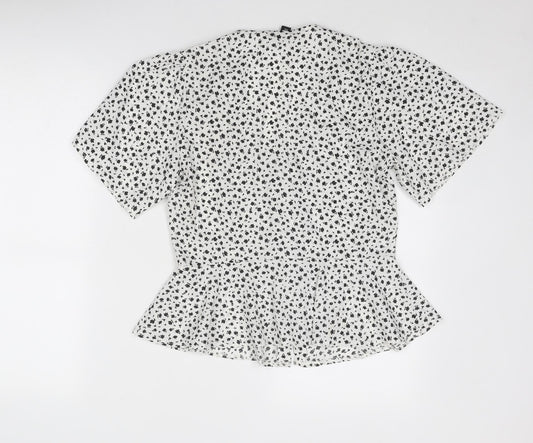 Womens UK Size 8 New Look White Basic Button-Up