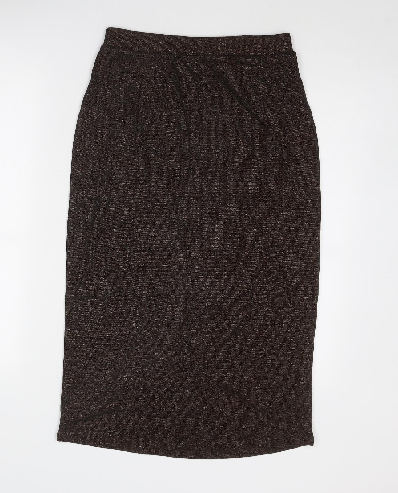 Marks and Spencer Womens Brown Cotton A-Line Skirt Size 10