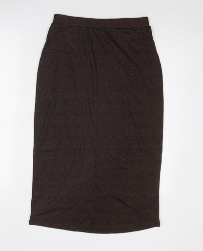 Marks and Spencer Womens Brown Cotton A-Line Skirt Size 10