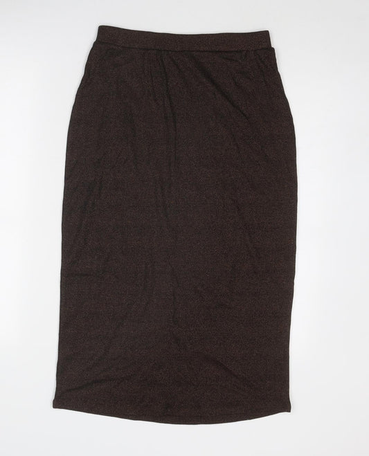 Marks and Spencer Womens Brown Cotton A-Line Skirt Size 10