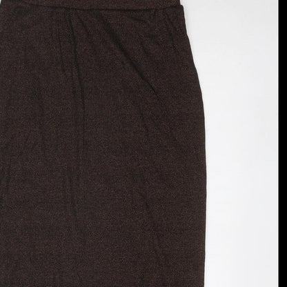 Marks and Spencer Womens Brown Cotton A-Line Skirt Size 10