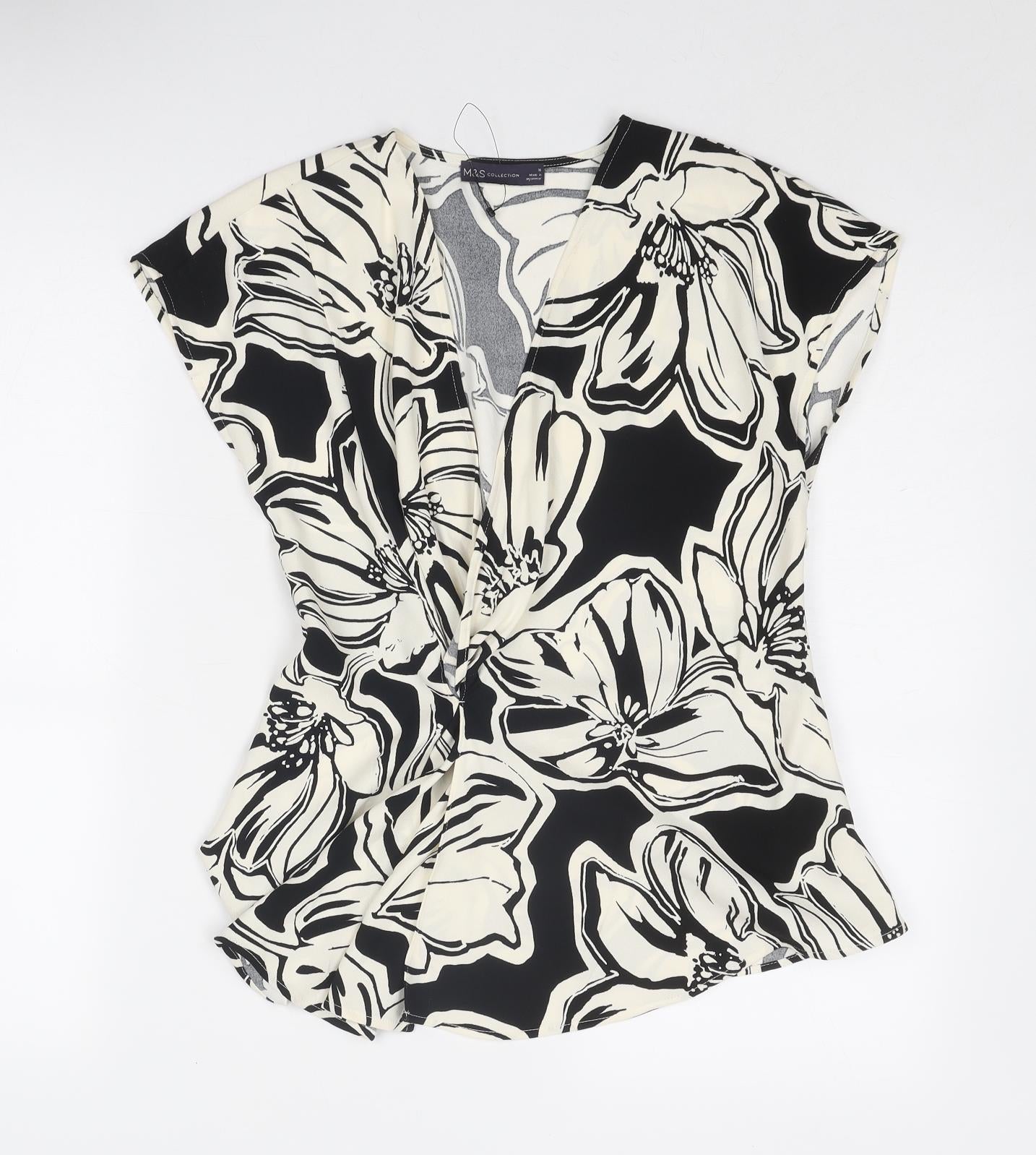 Womens UK Size 10 Marks and Spencer Black Wrap Blouse