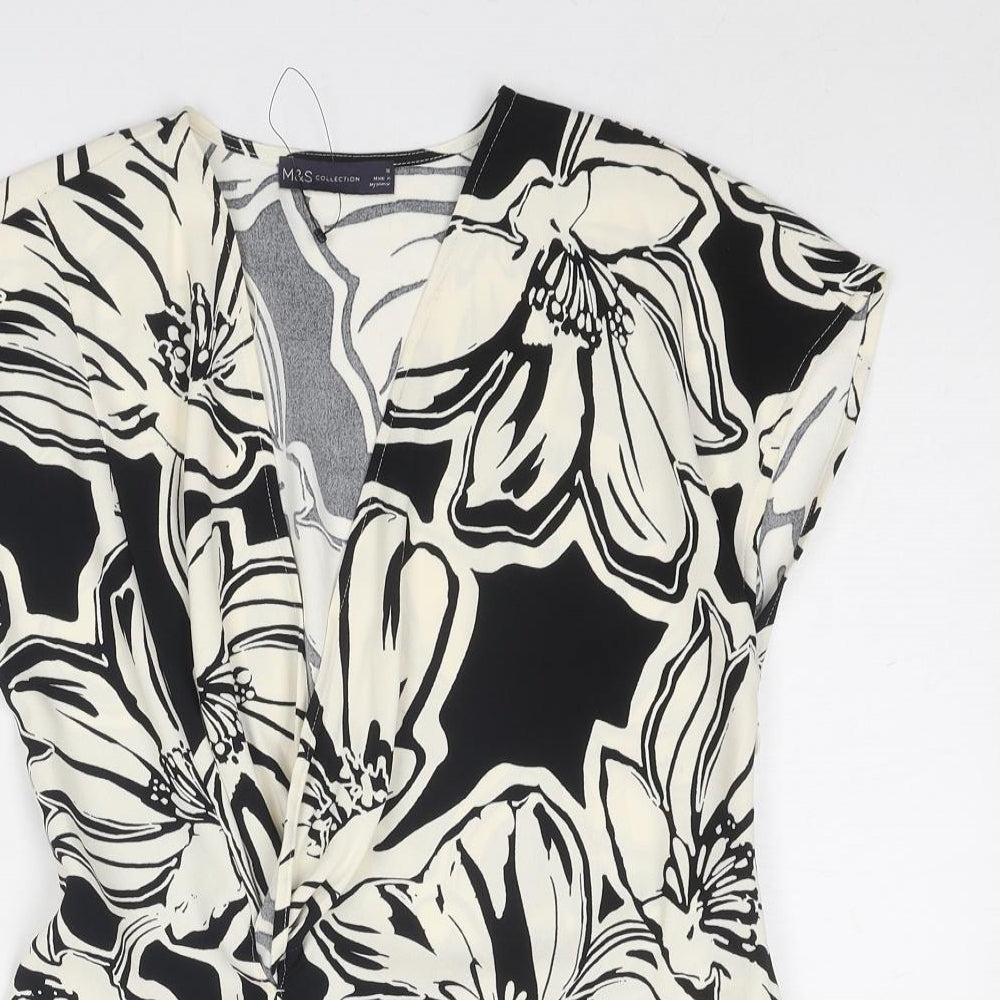 Womens UK Size 10 Marks and Spencer Black Wrap Blouse