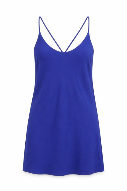 Marks and Spencer Womens Blue Polyester Slip Dress Size 10 Round Neck Pullover