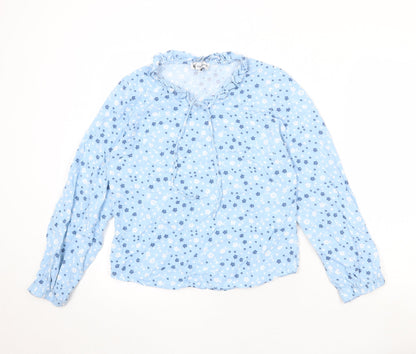 Hartwell Womens Blue Floral Viscose Basic Blouse Size 12 V-Neck