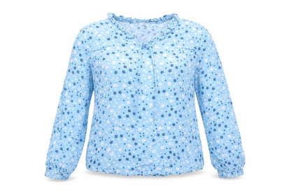 Hartwell Womens Blue Floral Viscose Basic Blouse Size 12 V-Neck