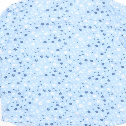 Hartwell Womens Blue Floral Viscose Basic Blouse Size 12 V-Neck