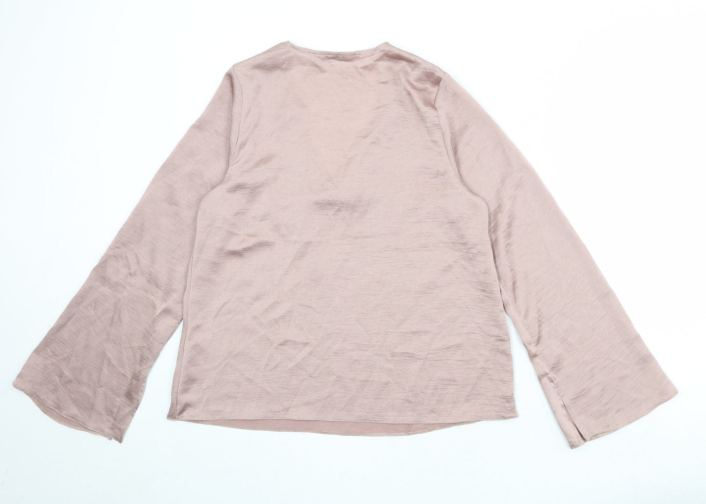Everyday Womens Pink Polyester Basic Blouse Size 10 V-Neck