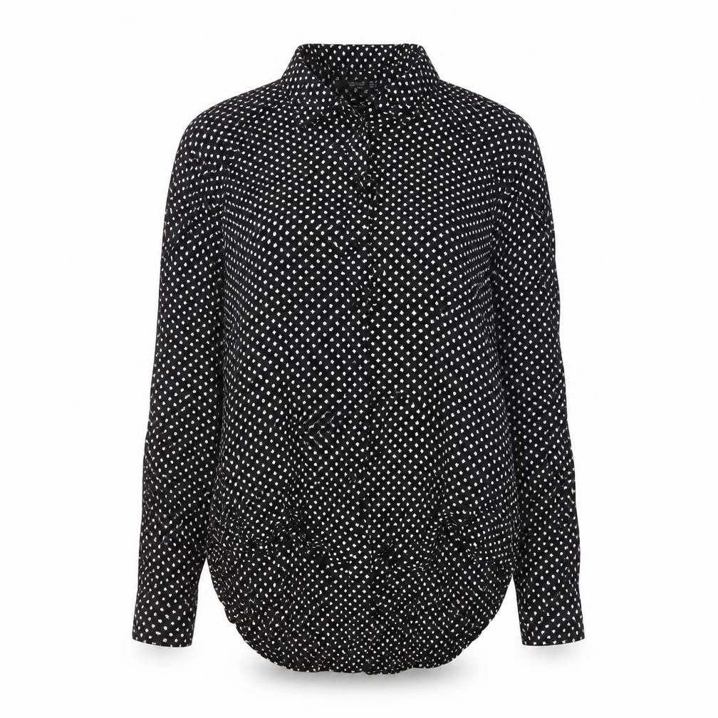 Womens UK Size M Mango Black Basic Button-Up