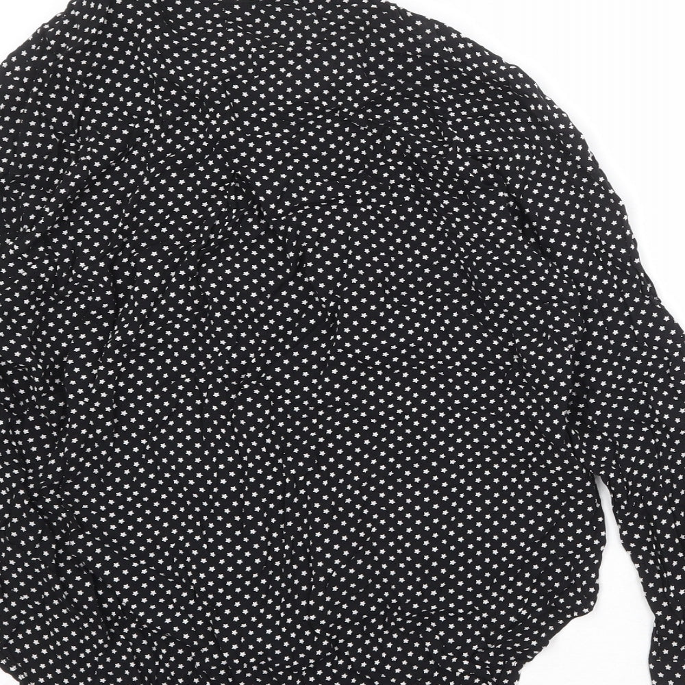 Womens UK Size M Mango Black Basic Button-Up
