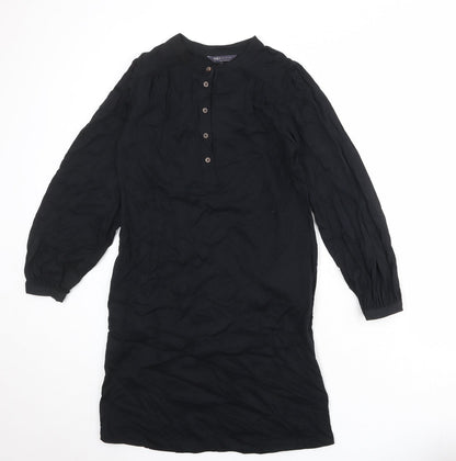 Marks and Spencer Womens Black Viscose A-Line Size 8 V-Neck Button