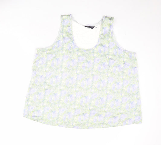 Marks and Spencer Womens Multicoloured Geometric Polyester Basic Tank Size 18 Scoop Neck