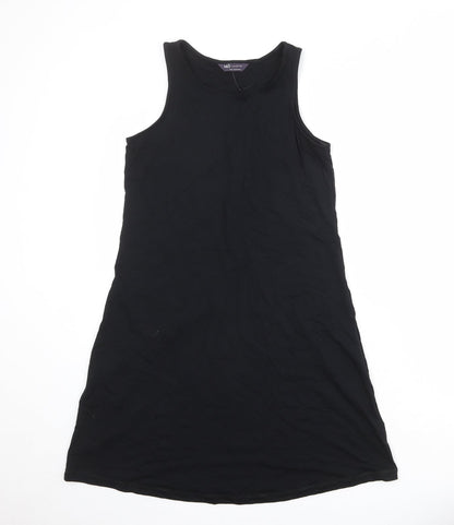 Marks and Spencer Womens Black Viscose A-Line Size 8 Round Neck Pullover