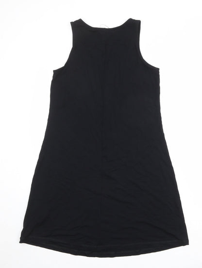 Marks and Spencer Womens Black Viscose A-Line Size 8 Round Neck Pullover