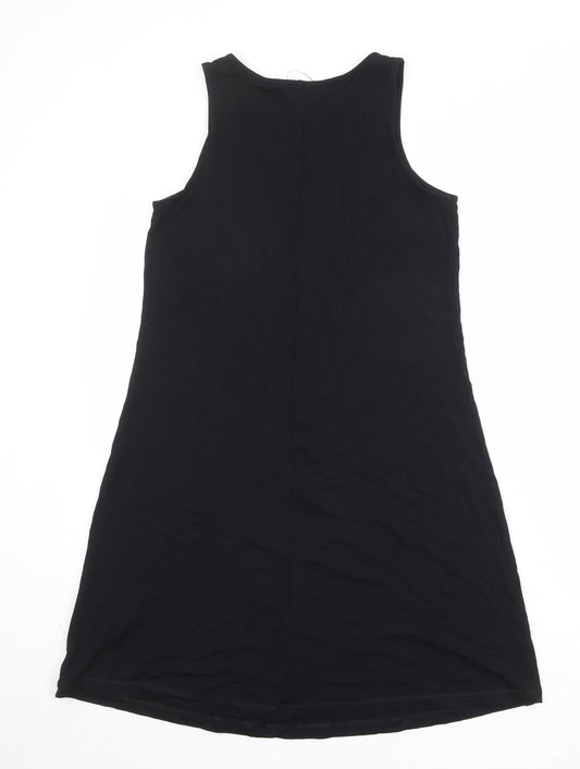 Marks and Spencer Womens Black Viscose A-Line Size 8 Round Neck Pullover