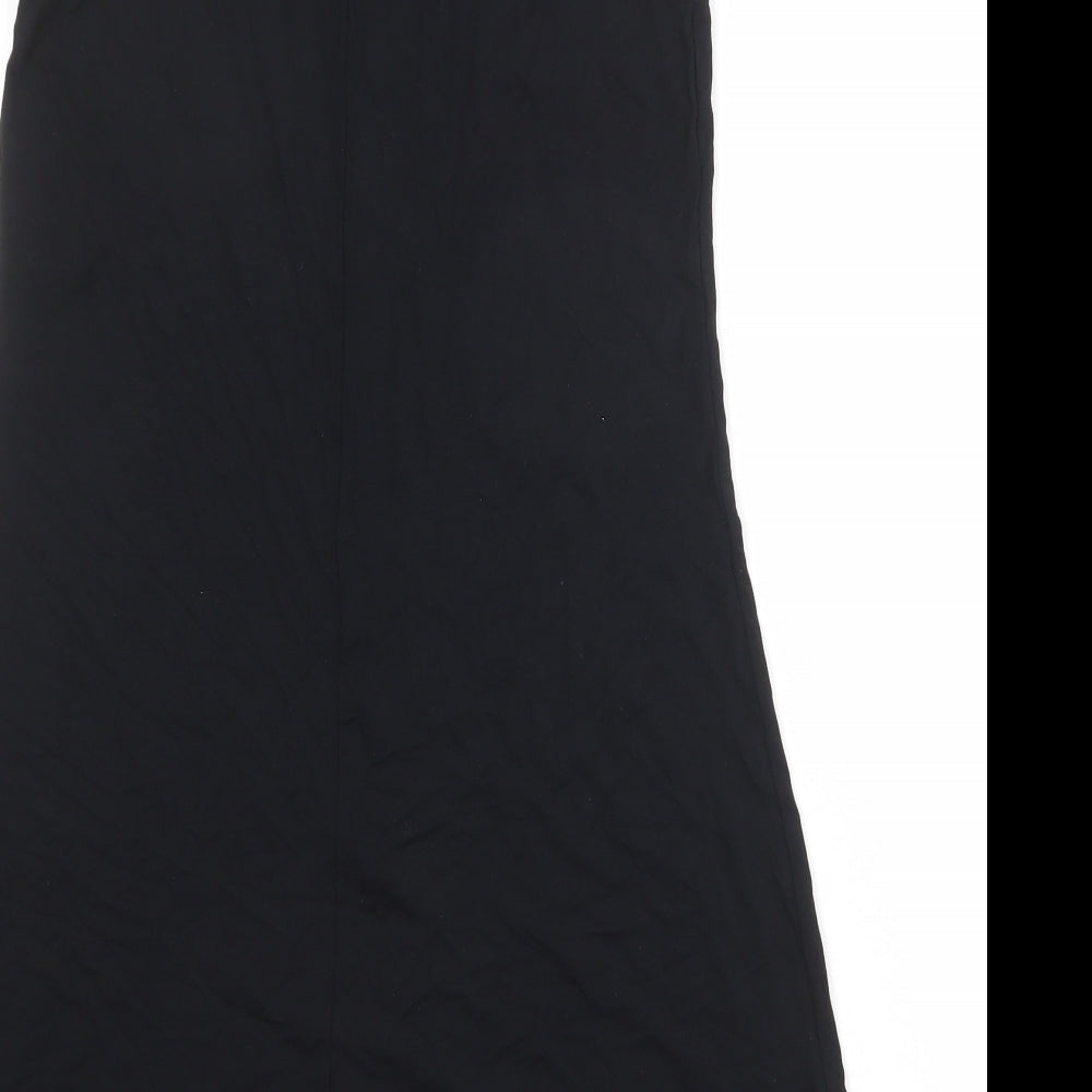 Marks and Spencer Womens Black Viscose A-Line Size 8 Round Neck Pullover