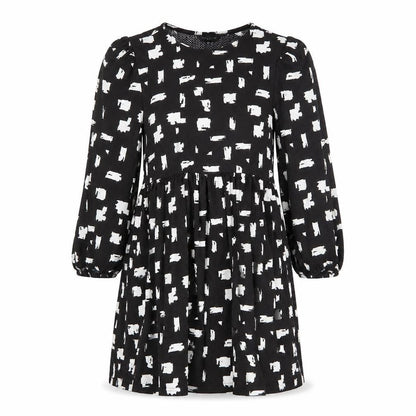 New Look Womens Black Geometric Polyester A-Line Size 10 Round Neck Pullover