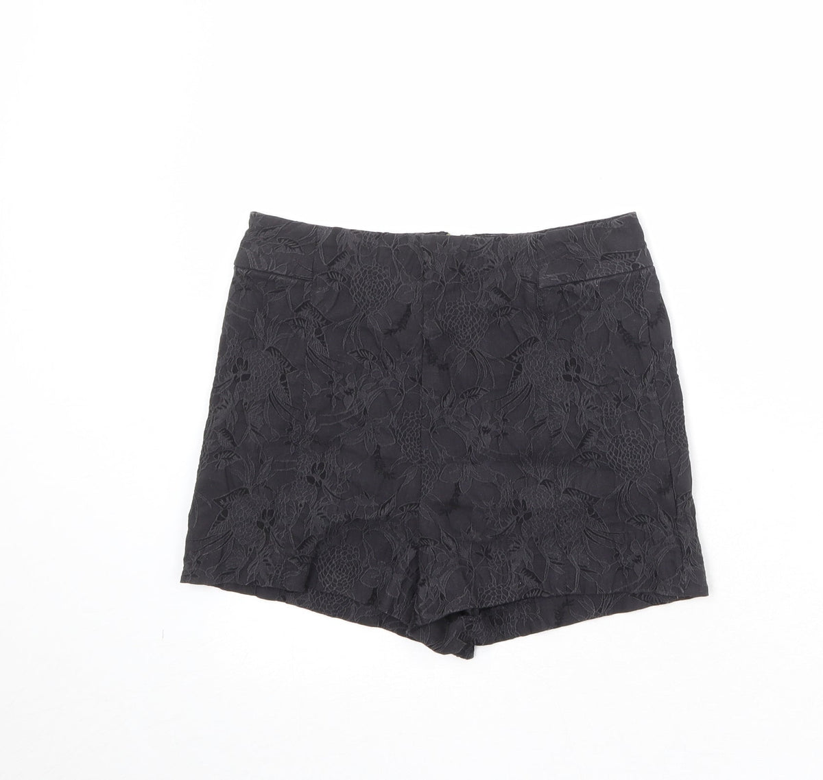Kimchi Blue Womens Black Floral Cotton Basic Shorts Size M Regular Zip